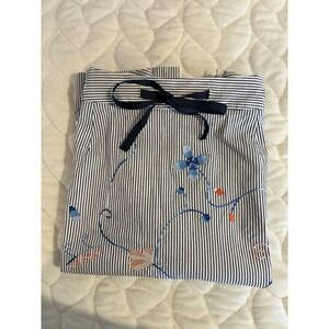 Talbots Striped Embroidered Floral Stretch‎ Skirt Navy Blue White Casual - SZ 12
